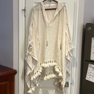 Free People Festival poncho 100% cotton, light cream colour